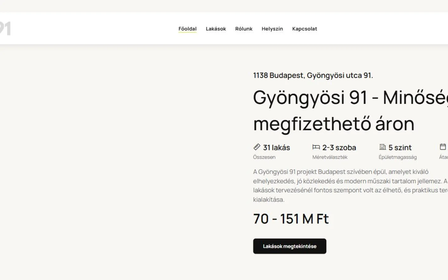Gyöngyösi 91: 31 újépítésű lakás a XIII. kerületben (átadás: 2027)